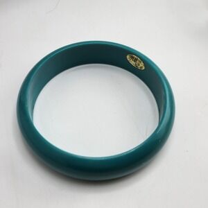 Vintage Teal Genuine Lucite Bangle Bracelet Hong Kong‎